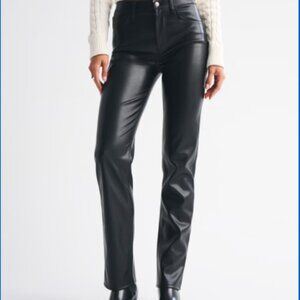 Abercrombie & Fitch-Ankle Straight Ultra High Rise Vegan Leather Pants